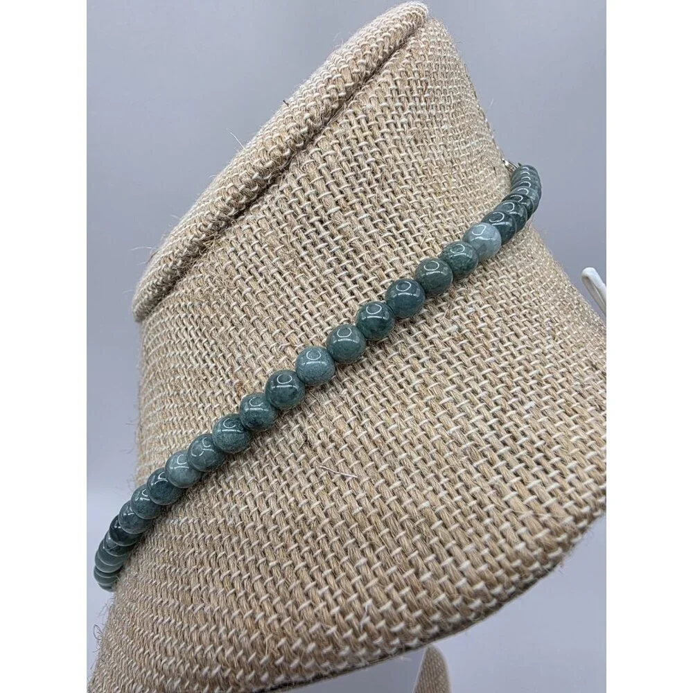 Grade A Jadeite Jade Green Round 3.8mm Beads‎ Necklace 16